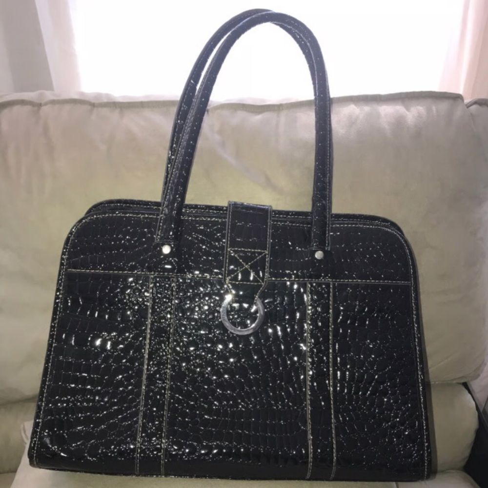Vintage Large Black Laptop Bag - Picture 3 of 12